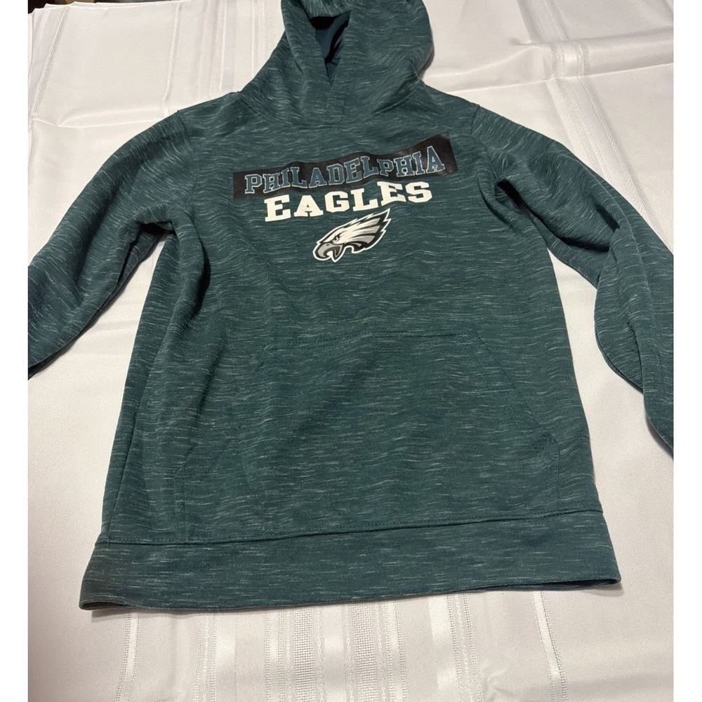 NFL Team Apparel Philadelphia Eagles Youth Large 10/12 Hoodie Green Space Dye